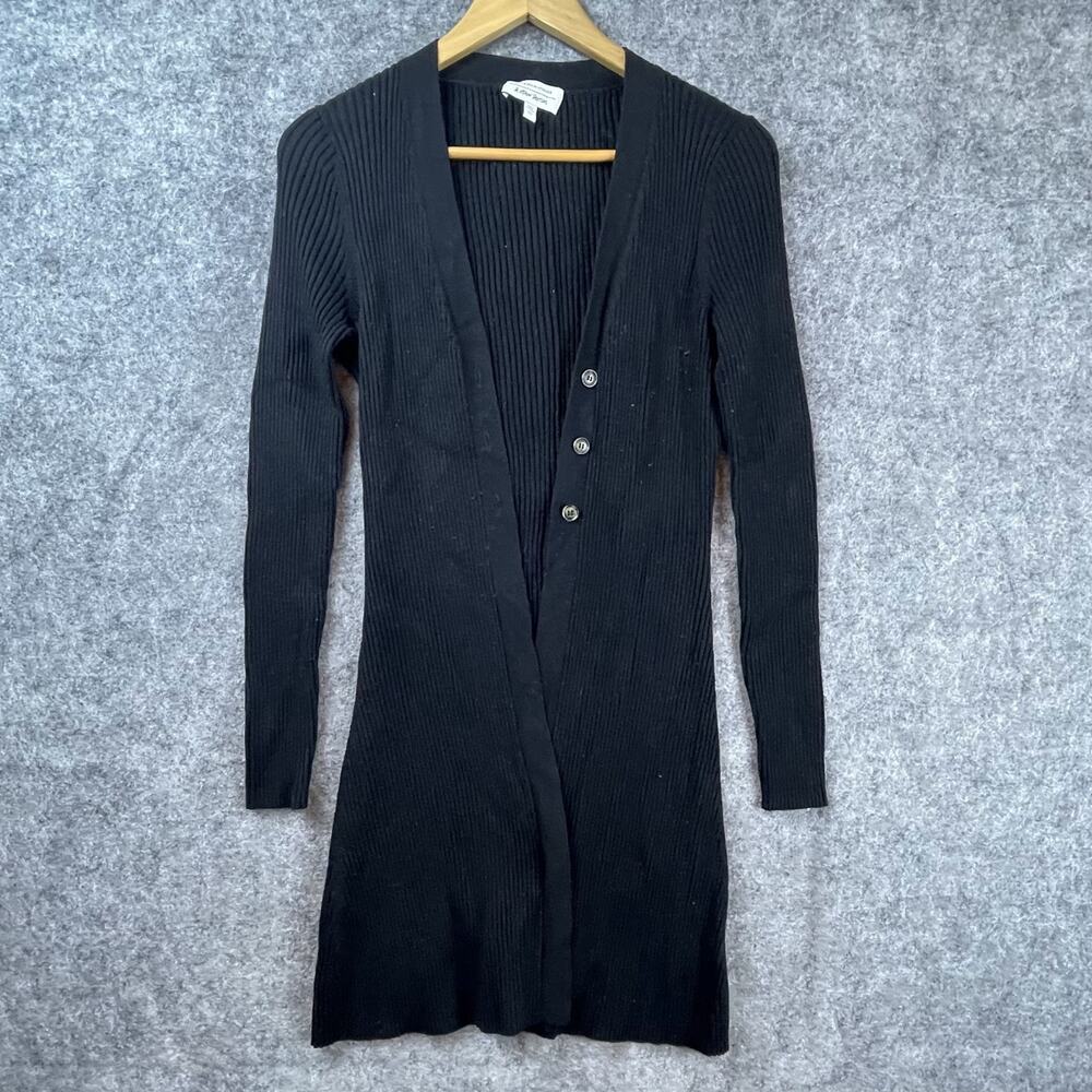 Stockholm Atelier & Other Stories Cardigan Sweater Womens M Black Ribbed Knit